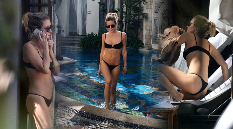 Kristin Cavallari – Sexy Ass in a Thong Bikini at a Pool in Miami