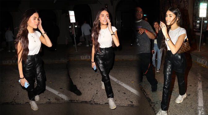 Madison Beer – Sexy in Leather Pants at Craig’s restaurant in West Hollywood