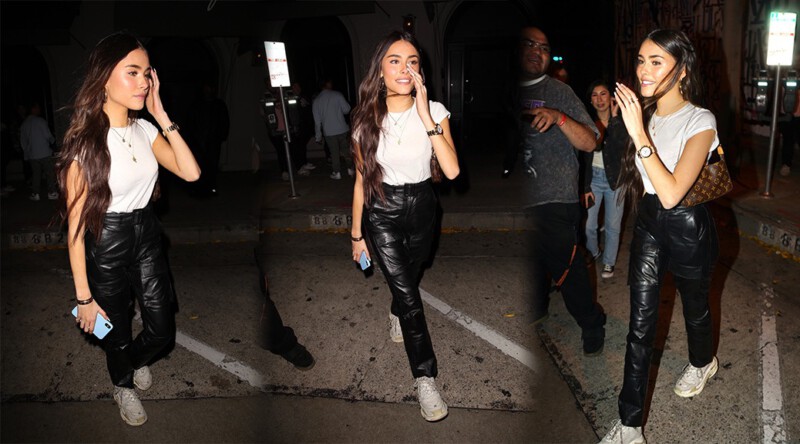 Madison Beer – Sexy in Leather Pants at Craig’s restaurant in West Hollywood