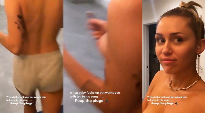 Miley Cyrus – Topless Breasts in Instagram Video (NSFW)