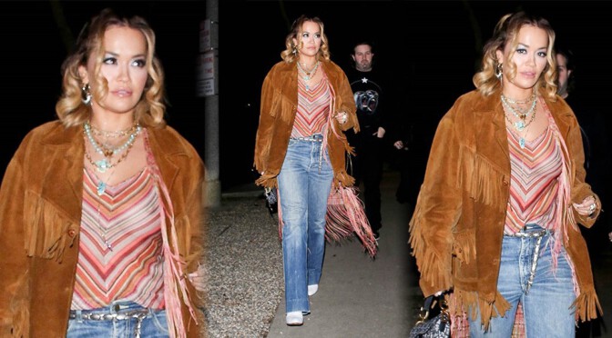Rita Ora – Sexy Nipples in Sheer Blouse Out in  Los Feliz