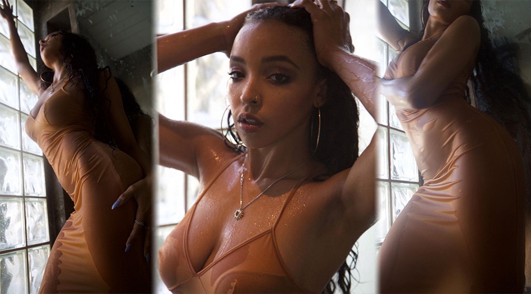 Tinashe Sexy Breasts In Wet Dress.