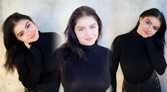 Ariel Winter – Braless Boobs in Sheer Black Top Instagram Video