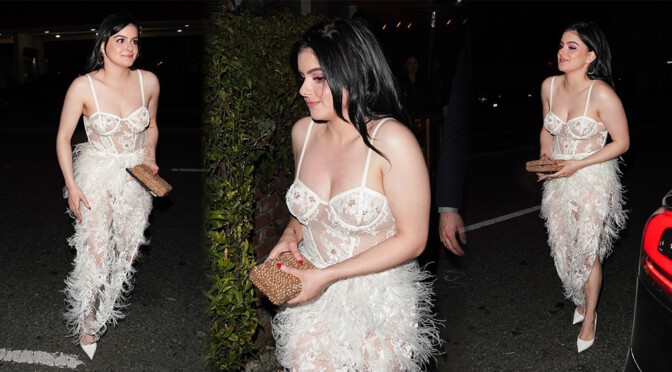 Ariel Winter – Braless Big Boobs in Sheer Lace Dress Out in West Hollywood