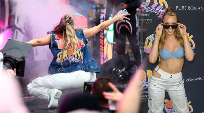 Camille Kostek – Sexy in Bra at Gronk Beach in Miami