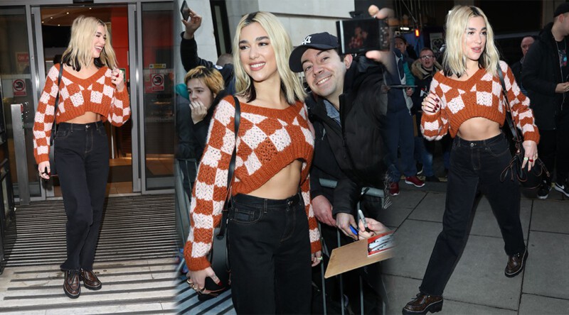 Dua Lipa – Sexy Bra Peek at BBC Studios in London