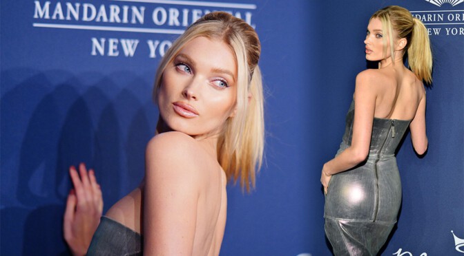 Elsa Hosk – Sexy Ass in Silver Dress at 2020 amfAR New York Gala