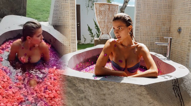Kara Del Toro – Sexy Big Boobs in the Flower Bath Video