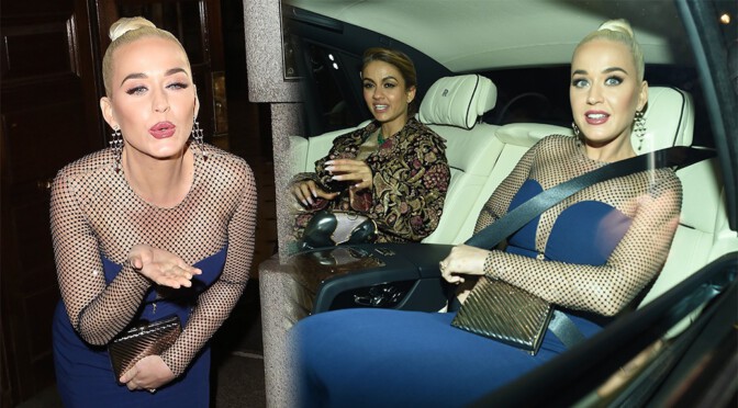 Katy Perry – Sexy Boobs in Blue Dress at British Asian Trust Gala in London