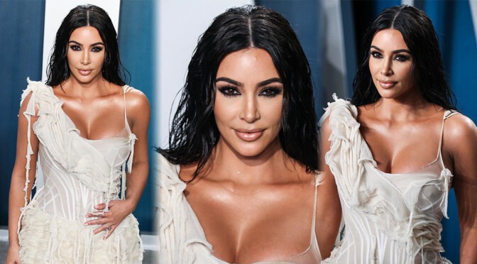 Kim Kardashian – Sexy BIg Boobs at 2020 Vanity Fair Oscar Party in Beverly Hills
