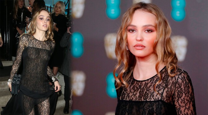 Lily-Rose Depp – Braless Boobs in See-Through Dress at EE British Academy Film Awards 2020 in London