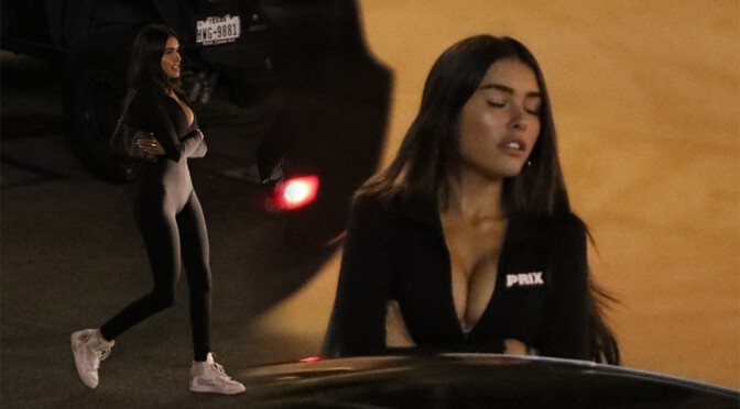 Madison Beer – Sexy Boobs in Bodysuit at Saddle Ranch in West Hollywood