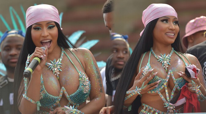 Nicki Minaj – Hot Big Boobs in SKimpy Bra at Mardi Gras Carnival in Port Of Spain