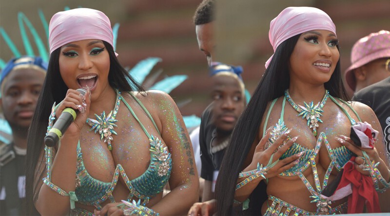 Nicki Minaj – Hot Big Boobs in SKimpy Bra at Mardi Gras Carnival in Port Of Spain