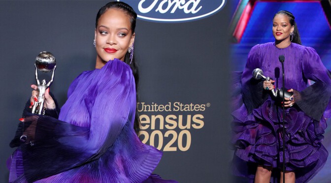 Rihanna – Beautiful in Sexy Purple Dress at 51st NAACP Image Awards in Pasadena