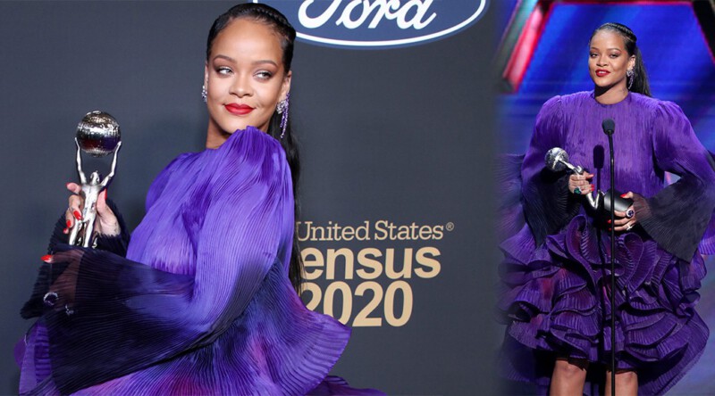 Rihanna – Beautiful in Sexy Purple Dress at 51st NAACP Image Awards in Pasadena