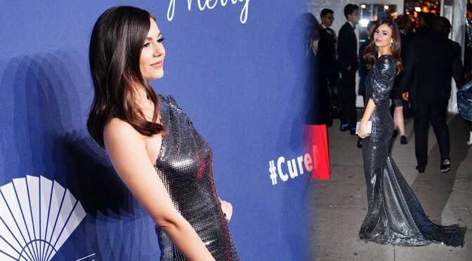 Victoria Justice – Sexy Silver Dress at 2020 amfAR New York Gala