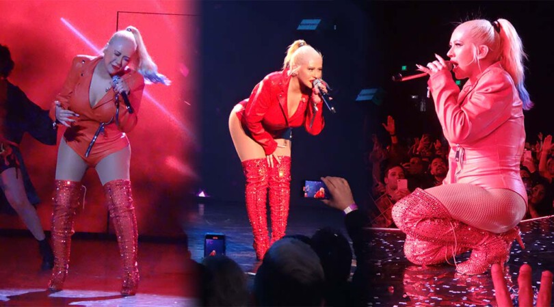 Christina Aguilera – Sexy Body in Hot Red Outfit on Stage in Las Vegas