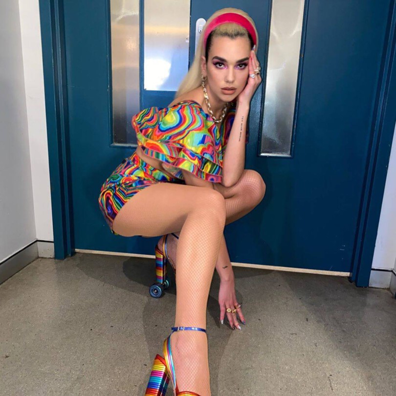 Dua Lipa Hot Legs In Fishnet