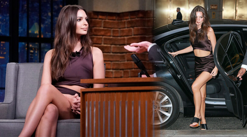 Emily Ratajkowski – Sexy Legs in Hot Mini Skirt at Late Night with Seth Meyers in New York