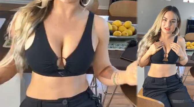 JoJo Levesque – Beautiful Braless Boobs in Deep Cleavage (Video)