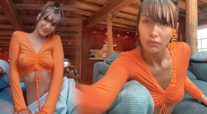 Bella Hadid – Hot Hard Pokies in Sexy Braless Video