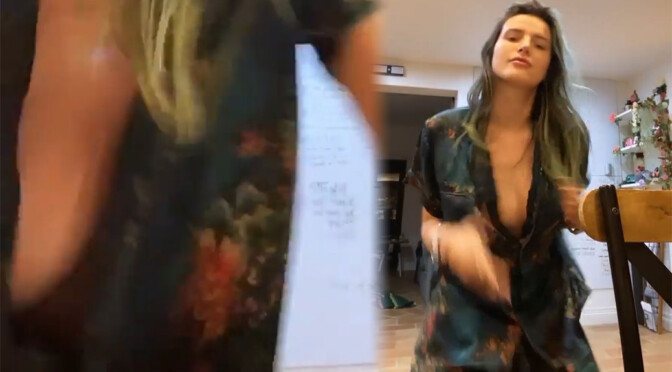 Bella Thorne – Near Boob Slip in Sexy Braless Dance Video