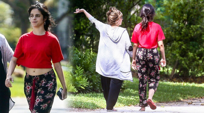 Camila Cabello – Beautiful in Red Crop Top Out in Coral Gables