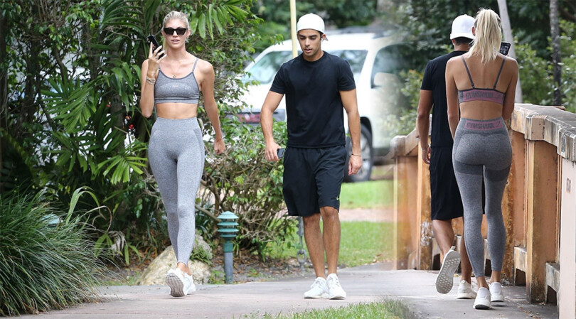 Devon Windsor – Sexy Toned Body in Leggings and Sports Bra Out in Miami