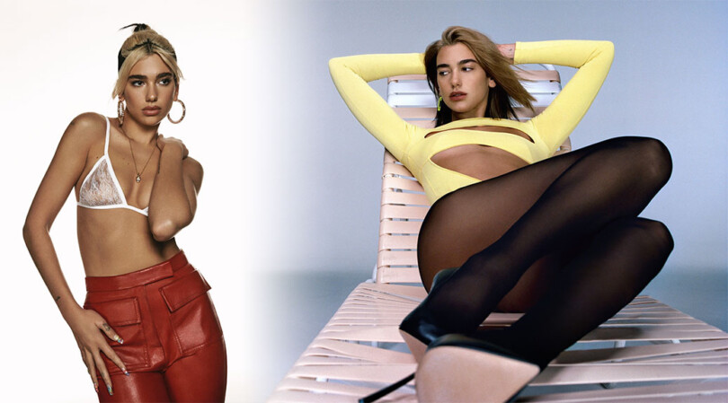 Dua Lipa – Sexy in Sheer Bra and Black Tights for Future Nostalgia Album Photoshoot 2020