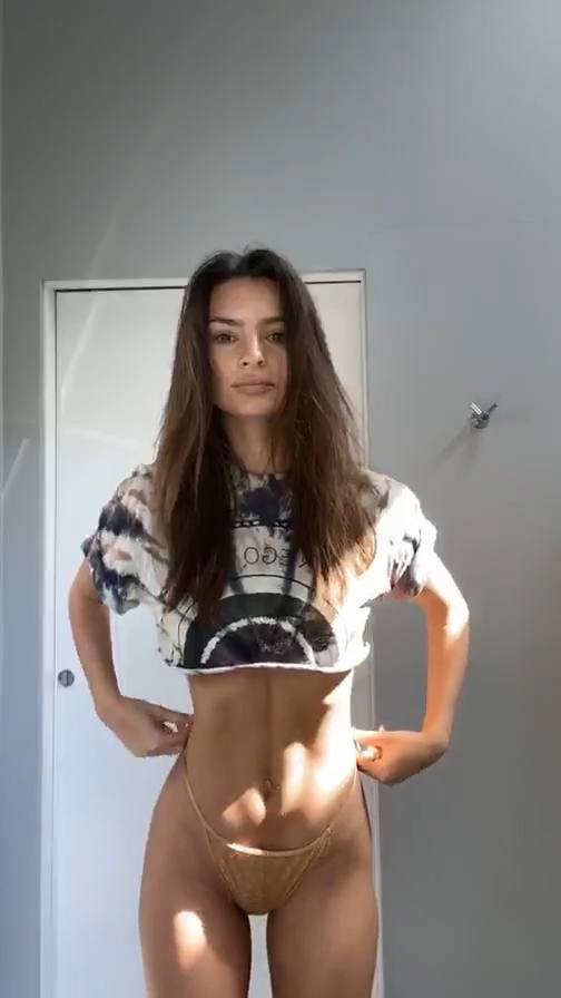 Emily Ratajkowski Braless And Sexy Panties