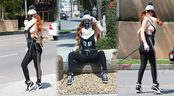 Phoebe Price – Sexy Braless Boobs in Provocative Outfit Out in Los Angeles