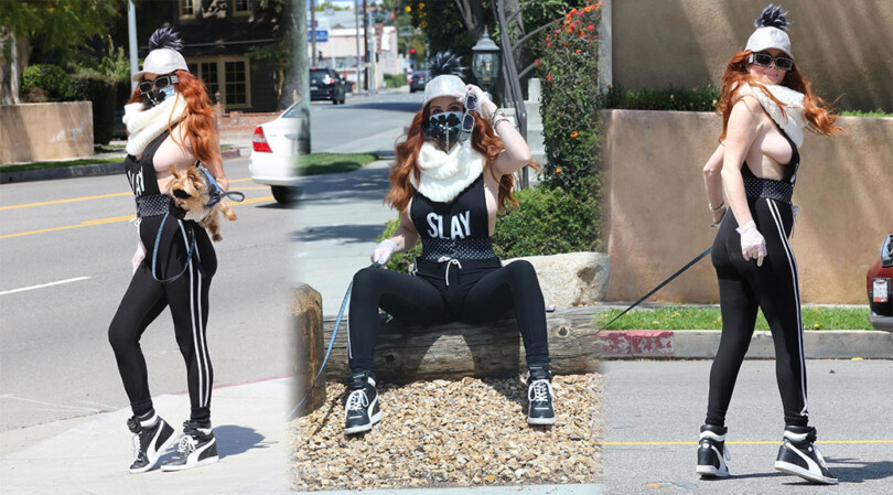 Phoebe Price – Sexy Braless Boobs in Provocative Outfit Out in Los Angeles