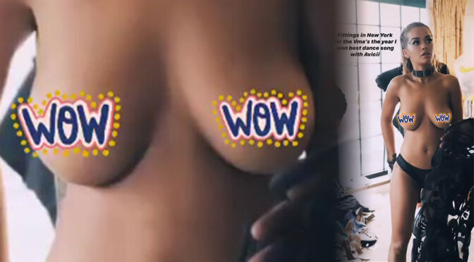 Rita Ora – Fantastic Topless Boobs (Censored)