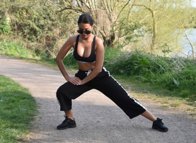 Yazmin Oukhellou Sexy Workout In Sports Bra