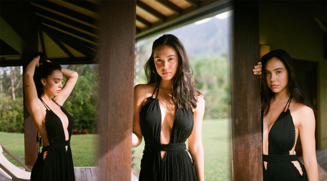 Alexis Ren – Beautiful Boobs in Low-Cut Black Dress for Jack Elias photoshoot (May 2020)