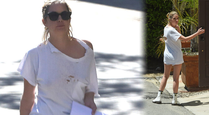 Ashley Benson – Braless and Leggy Out in Los Angeles