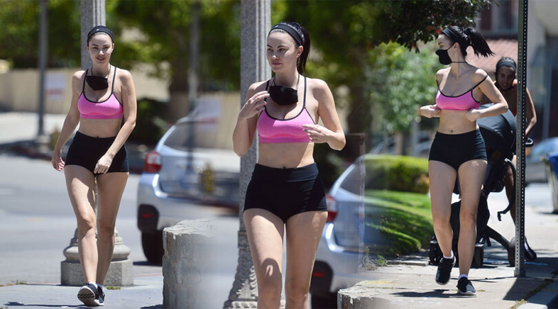 Jayde Nicole – Sexy Curves in Tiny Shorts and Sports Bra Out in Los Angeles