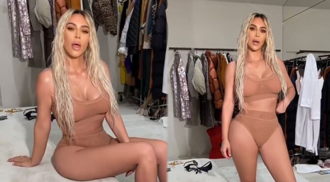 Kim Kardashian – Sexy Body in Skims’ Mesh Underwear Video