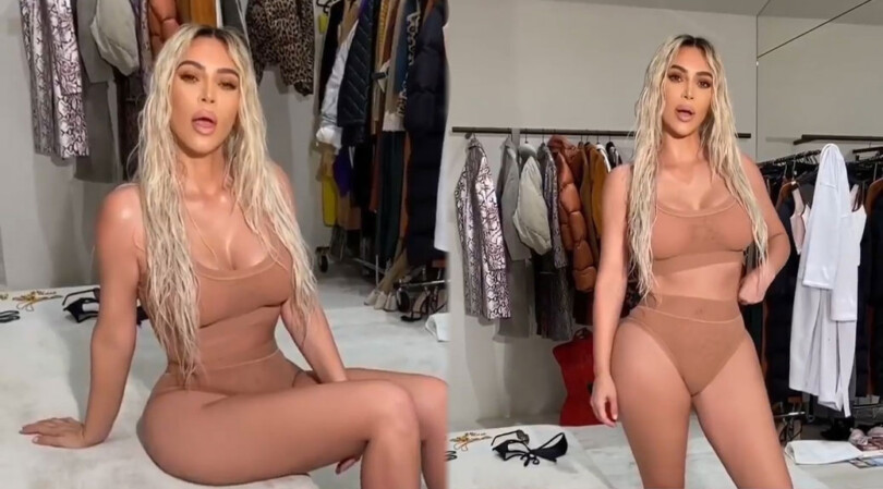 Kim Kardashian – Sexy Body in Skims’ Mesh Underwear Video