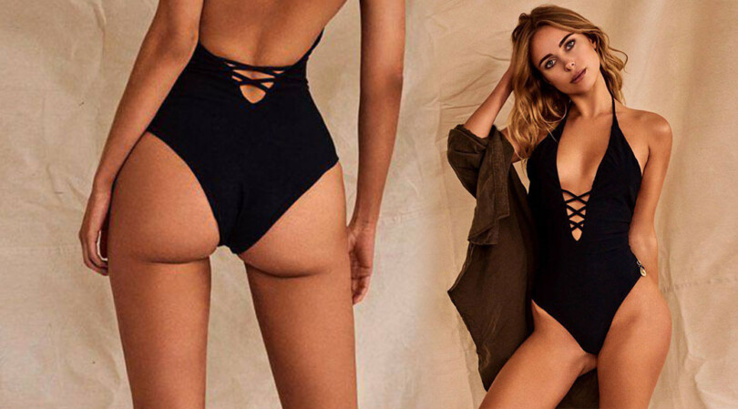 Kimberley Garner – Perfect Ass in Sexy Black Swimsuit Photoshoot
