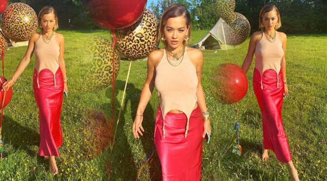 Rita Ora – Sexy Boobs in Braless Photoshoot at Balloon Party