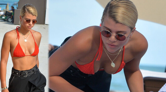 Sofia RIchie – Beautiful Boobs in Bikini Top at the Beach