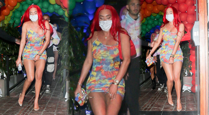 Anastasia Karanikolaou – Hot Pantyless Upskirt at 40 Love in West Hollywood