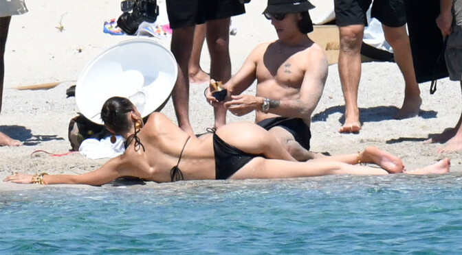 Bella Hadid – Sexy Ass in Bikini on the Photoshoot Set in Corsica