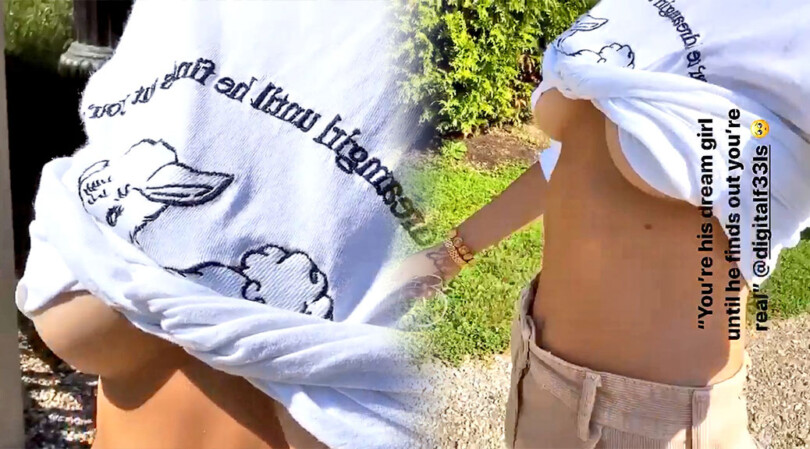 Bella Hadid – Beautiful Braless Under Boobs in Sexy Video