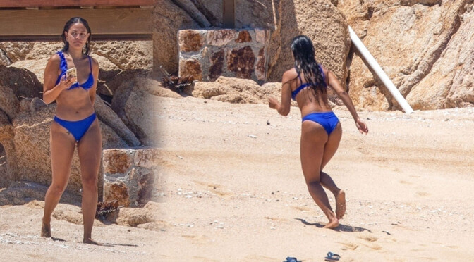 Eiza Gonzalez – Sexy in Blue Bikini on the Beach in Cabo San Lucas