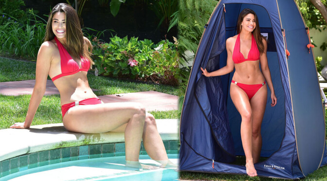Jennifer Lahmers – Sexy in Red Bikini at a Pool in Beverly Hills