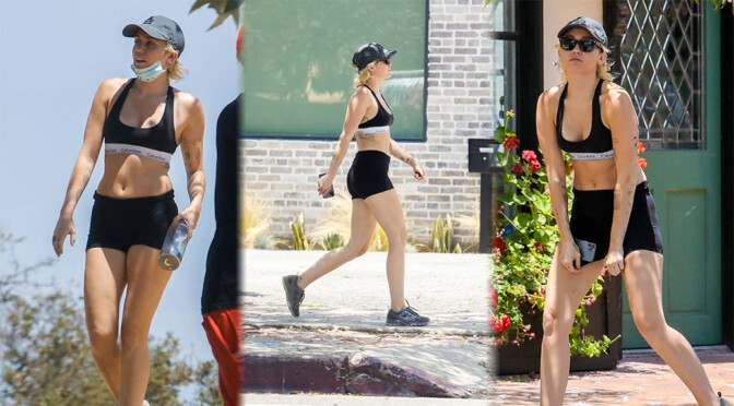 Miley Cyrus – Sexy Fit Body in Shorts and Sports Bra Out in Los Angeles