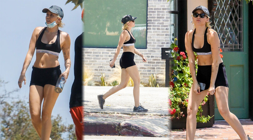 Miley Cyrus – Sexy Fit Body in Shorts and Sports Bra Out in Los Angeles
